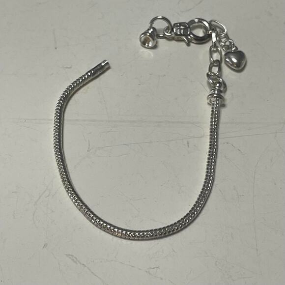 Charm necklace silver tone w extension heart dangle costume fashion jewelry - Picture 10 of 12